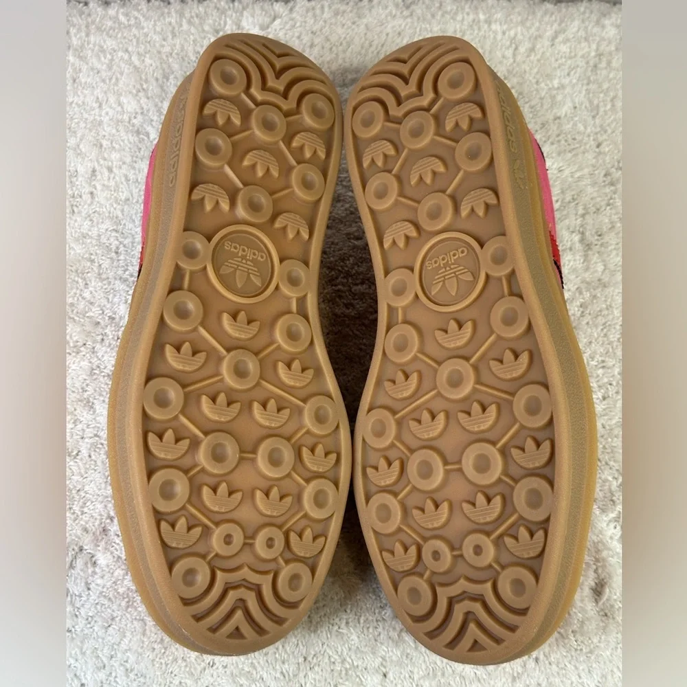 adidas Gazelle Platform Pink and Red Suede Athletic Shoes - Picture 4 of 9
